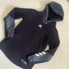 adidas フリースパーカー kids黒　160㎝