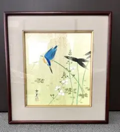 鳥 花細工 額装 アート 貝細工 立体工芸 和風インテリア 壁掛け - メルカリ