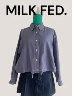 MILK FED. ブルー クロップドシャツ シャツジャケット