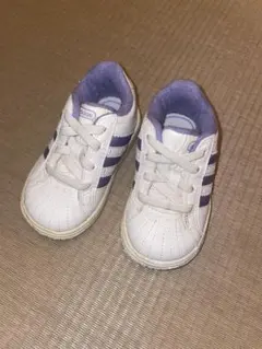 adidas 子供用スニーカー ホワイト/パープル　ベビーシューズ　12cm