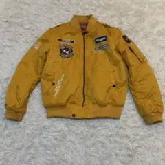 ミリタリー風MA1ジャケット 黄色 裏オレンジ メンズ系 約L相当