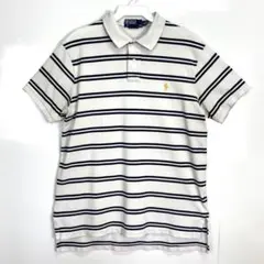 90sラルフローレンPOLORalphLauren半袖ポロシャツボーダーロゴ刺繍