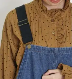 SM2 【抗菌防臭】ドット柄襟フリルブラウス