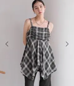 LOWRYS FARM ローリーズファーム　オンブレチェックキャミチュニック