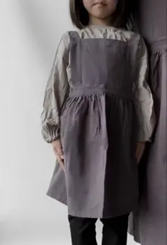 新品ダークグレー❤︎エプロン シンプル おしゃれ120-140サイズ