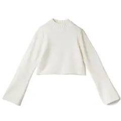 GRL フレアスリーブショート丈ニットトップス ホワイト