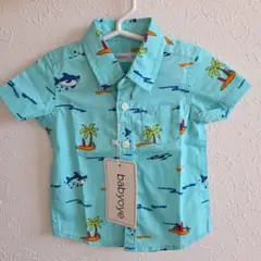 【海外購入】babyoye☆ 水色 サメ柄半袖シャツ 3M〜6М　新品