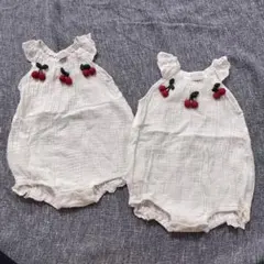 プティマイン　ロンパース　キャミソール　さくらんぼ　双子　セット　双子