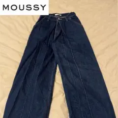 【美品】MOUSSY ダークブルー ワイドレッグデニム イズ25