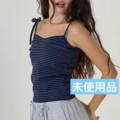 Tina:Jojun ワンショルダー リボンキャミソール　ブルー　縞々　白　青
