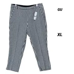 新品タグ付 GU ギンガムチェック テーパードクロップドパンツ XL 大きめ