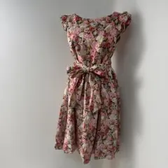 Anatelier 花柄ワンピース フレア ピンク M 春夏のサムネイル