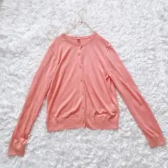 【ユニクロ】UVカット クルーネックカーディガン ピンク L UVカット機能