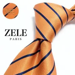 【極美品】ZELE PARIS ネクタイ 綺麗め オレンジ 明るい ストライプのサムネイル