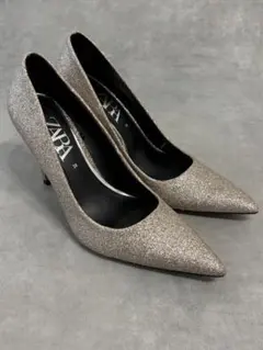 【美品】ZARA グリッターパンプス 38 24.5 パーティーのサムネイル