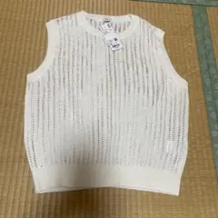 ユニクロ　メッシュクルーネック　ショートセーター　ノースリーブ　XL