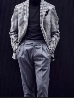 未使用に近い　ハウンドトゥース　千鳥格子　ジャケット　白黒