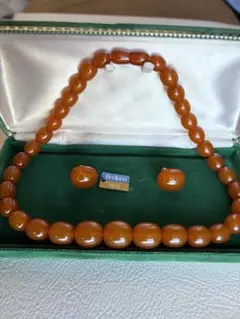 琥珀　アンバーネックレスとイヤリング2点セットBeoluna(ベオルナ)・コハク