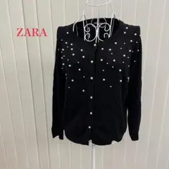 ZARA ザラ ニット 長袖 カーディガン レディース パール トップス