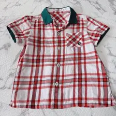 familiar 半袖チェックシャツ 赤・白・緑