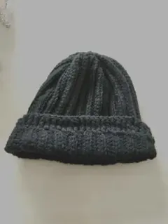 ★ニット帽★黒リブ編み