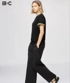 ユニクロC スウェットワイドパンツ　S ブラック