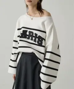 新品タグ付】Loungedress ボーダーロゴニット - メルカリ