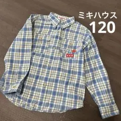 【着用一回】Miki HOUSE 120 チェック　ワッペン付き　綿100%