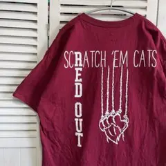 アニマル Tシャツ 古着 赤 ねこ ネコ キャット CAT イラスト 動物