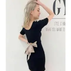 GYDA バックリボン ミニワンピース ブラックのサムネイル