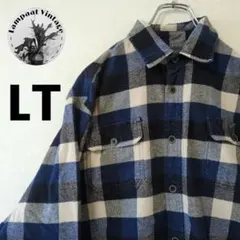 US古着 フランネルシャツ JACHS ネイビー ブルー LT