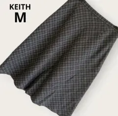 KEITH チェック柄フレアスカート M グレー 上品 ひざ丈 オフィス 通勤のサムネイル