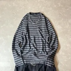 archive v neck border l/s tee y2k お兄系