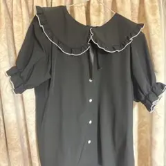 Lutique ビッグカラー ブラウス 半袖 ブラックのサムネイル