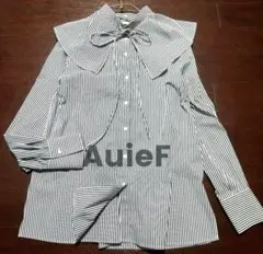AuieFアウィーエフ襟3wayストライププルオーバーシャツグレー バンドカラー