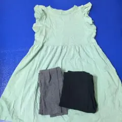UNIQLO ライトグリーン ノースリーブワンピース 130　おまけレギンス2本