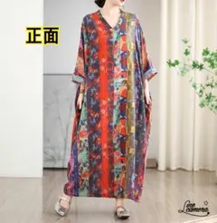 F 新品　25年度　春夏　薄手　V字襟　マルチカラー　ゆったり　体型カバー