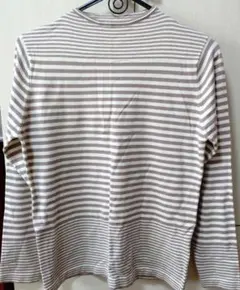 ストライプ 長袖カットソー ベージュブラウン