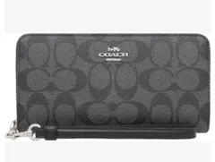 COACH 長財布 シグネチャー ブラック ストラップ付のサムネイル