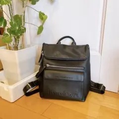 【Desigual 】デシグアル 黒 リュック スクエア ブランド バックパック