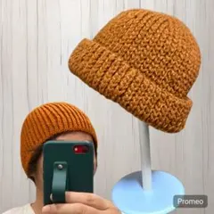 ニット帽 メンズ オレンジ