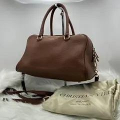 【人気】CHRISTIAN VILLA ブラウン 2way ボストン ショルダー