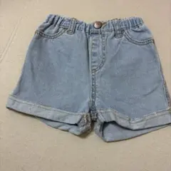 【未着用】petitmainライトブルー デニムショートパンツ 80