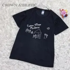 CROWN ATHLETIC 【XS】アートプリントTシャツ 黒　個性派　速乾