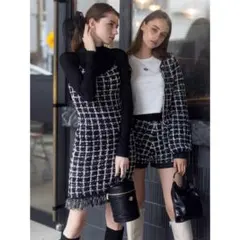 ロイヤルパーティー ROYAL PARTY ラティスツィードニットワンピース