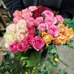 80本の薔薇の花束＊30㎝ 80本 黄色オレンジMIXラッピング込❗️傘寿