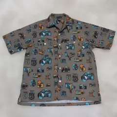 【美品】go slow caravan カメラ 総柄 オープンカラーシャツ 半袖のサムネイル