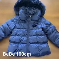 BeBe ネイビー フード付き中綿コート 100センチ