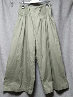 ガウチョパンツ★オリーブグリーン ★ギャザー入り
