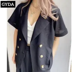 GYDA　WATERMARK　ジャガードハーフスリーブシャツ　ブラックのサムネイル